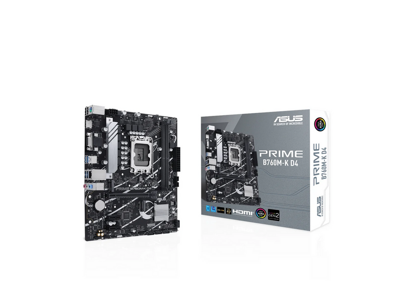 ASUS PRIME B760M-K D4 Mainboard - Intel B760 - Intel LGA1700 - DDR4 RAM - Micro-ATX