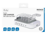 Deltaco DPS-0203 charging station - 4 x USB 2 x USB-C - 50 Watt