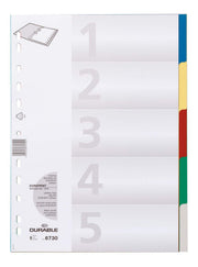 DURABLE Register A4 5-tlg. mit farbigen Taben und Deckblatt PP