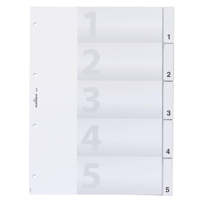 DURABLE Ordnerregister Vollformat 1-5 transparent - 1 Satz