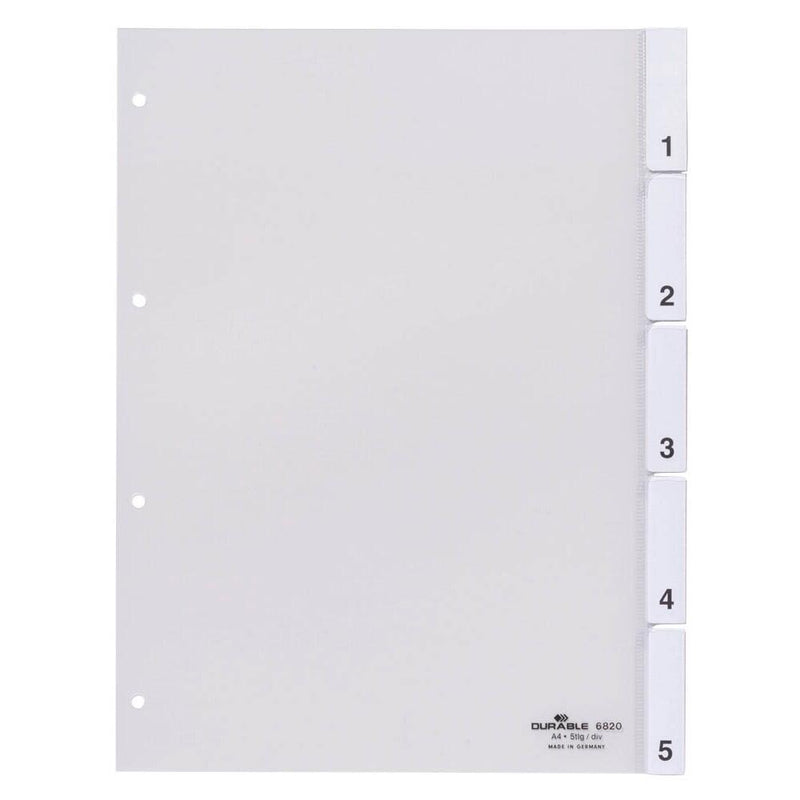 DURABLE Ordnerregister Vollformat 1-5 transparent - 1 Satz