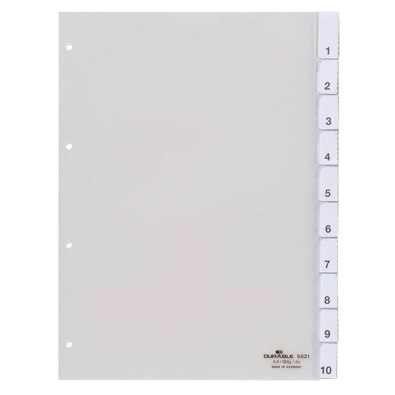 DURABLE Ordnerregister Vollformat 1-10 transparent 10-teilig - 1 Satz