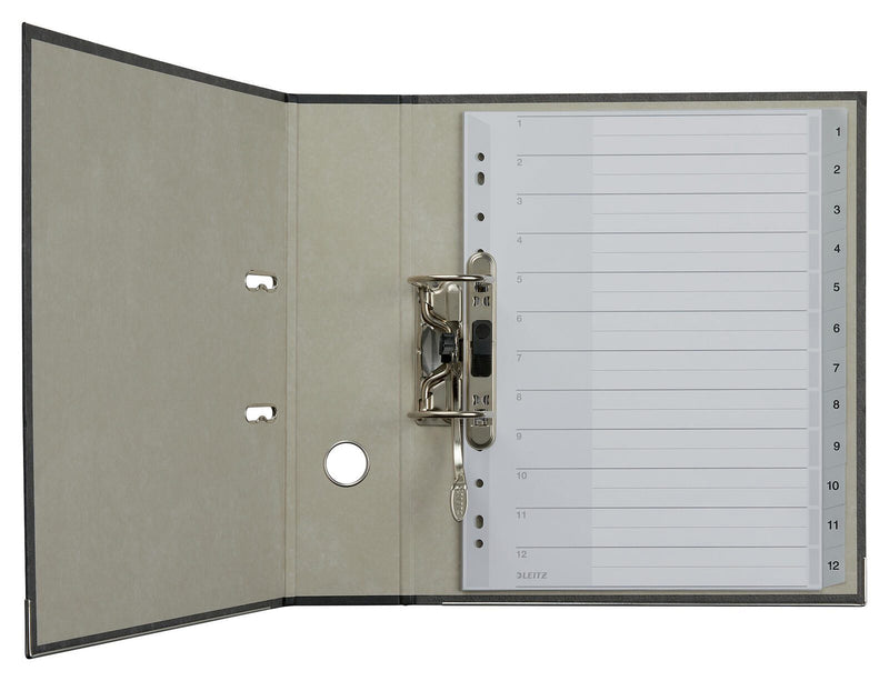 LEITZ Ordnerregister 1282 Vollformat, Überbreite 1-12 grau - 1 Satz