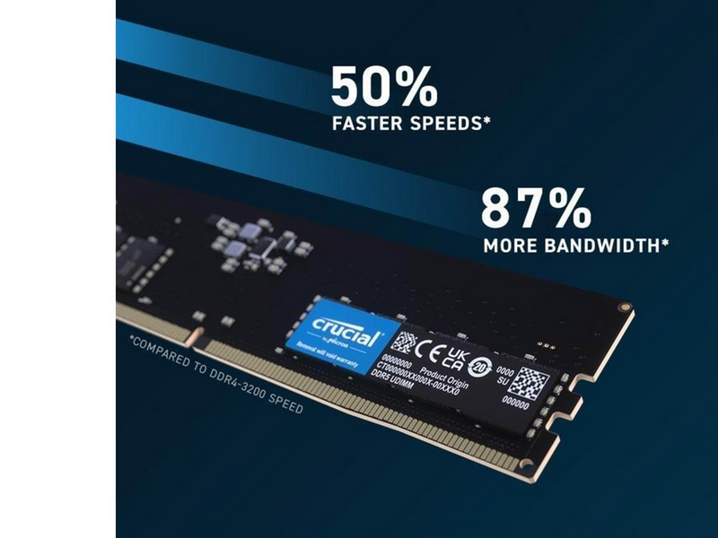 Crucial UDIMM DDR5-5600 - 64GB - CL46 - Dual Channel (2 pcs) - AMD EXPO & Intel XMP - Schwarz