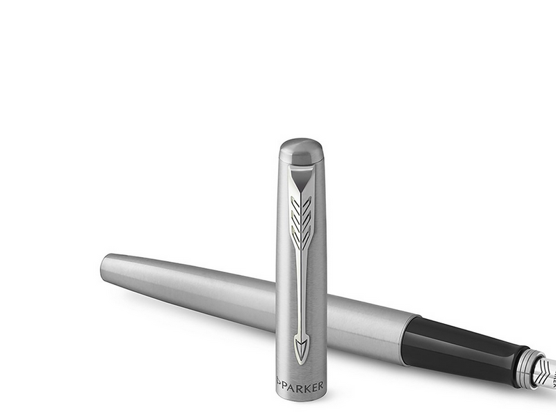 Parker Jotter Füller | Edelstahlschaft mit Chromzierteilen | Füllfederhalter mit mittlerer Feder | blaue Tinte