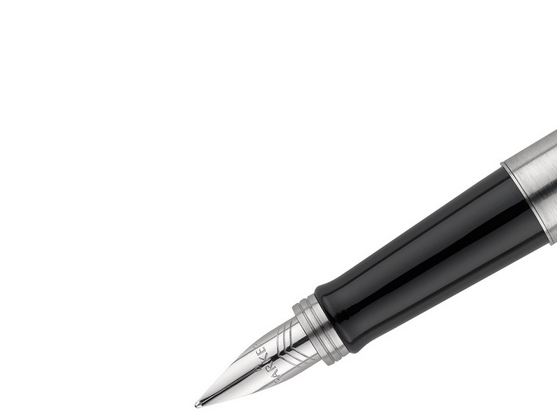Parker Jotter Füller | Edelstahlschaft mit Chromzierteilen | Füllfederhalter mit mittlerer Feder | blaue Tinte