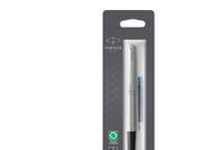 Parker Jotter Füller | Edelstahlschaft mit Chromzierteilen | Füllfederhalter mit mittlerer Feder | blaue Tinte