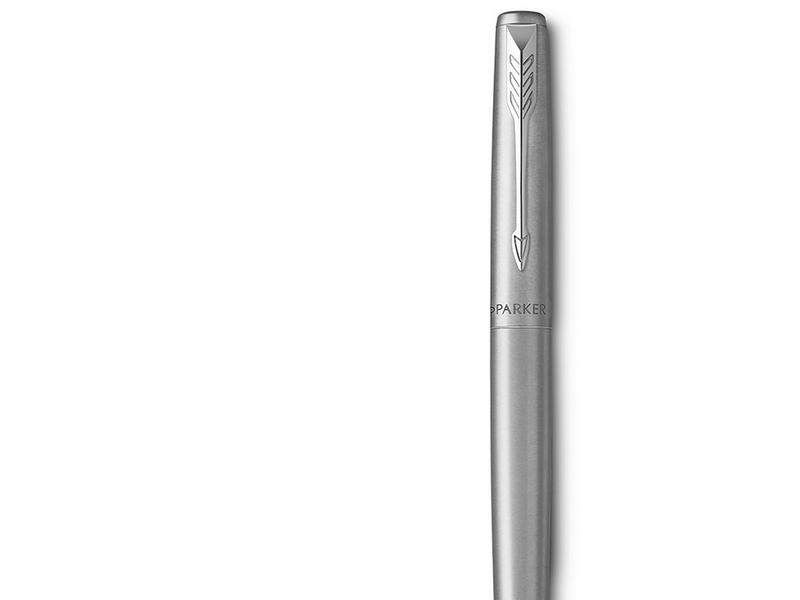 Parker Jotter Füller | Edelstahlschaft mit Chromzierteilen | Füllfederhalter mit mittlerer Feder | blaue Tinte