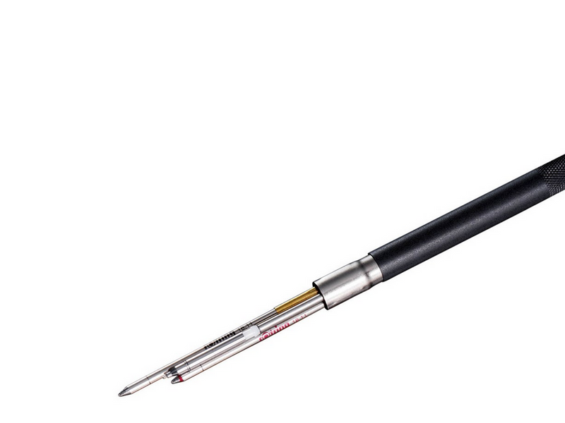 Rotring rOtring 6 3-in-1-Schreibgerät mit Kugelschreiber und Druckbleistift | Kugelschreiber mit 2 feinen Spitzen (schwarze und rote Tinte) | 1 Druckbleistift mit Spitze (,5-mm-Mine) | Schwarz