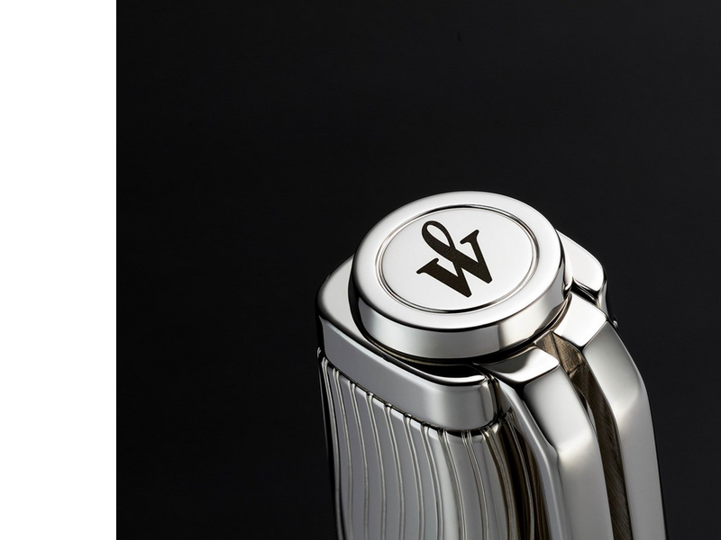 Waterman Exception Füller | Metall & Blau Lack mit Palladium-Zierteilen und gravierte Kappe | 18 kt Gold | Füllfederhalter mit feiner Feder | Geschenkbox