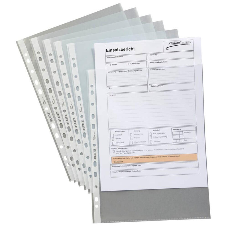 LEITZ Prospekthüllen 4704 DIN A4 transparent genarbt 0,10 mm - 100 Stück
