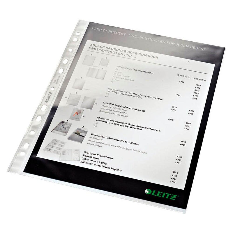 LEITZ Prospekthüllen 4770 DIN A4 glasklar glatt 0,08 mm - 100 Stück