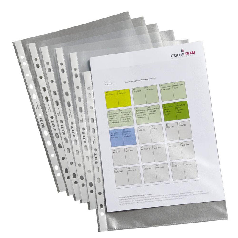 LEITZ Standard Prospekthülle 4790 DIN A4 transparent genarbt 0,09 mm - 100 Stück