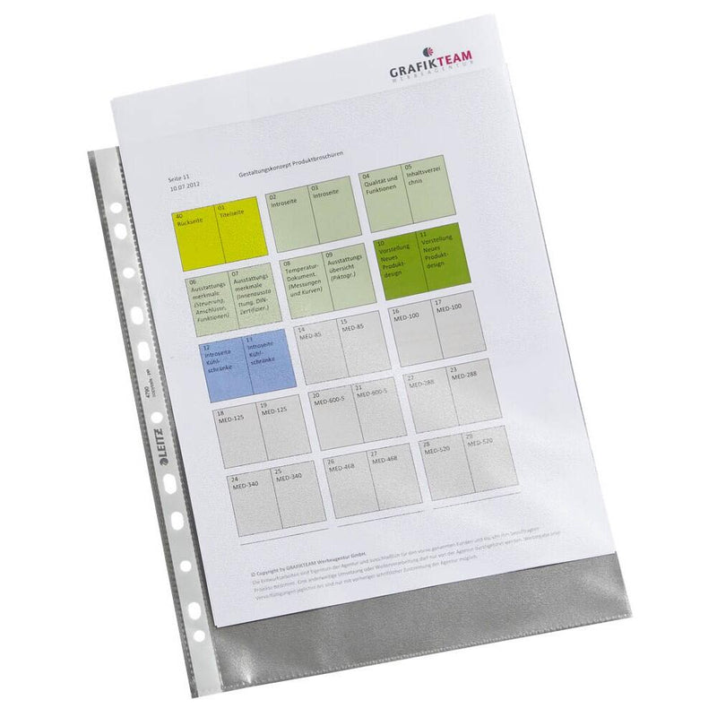 LEITZ Standard Prospekthülle 4790 DIN A4 transparent genarbt 0,09 mm - 100 Stück