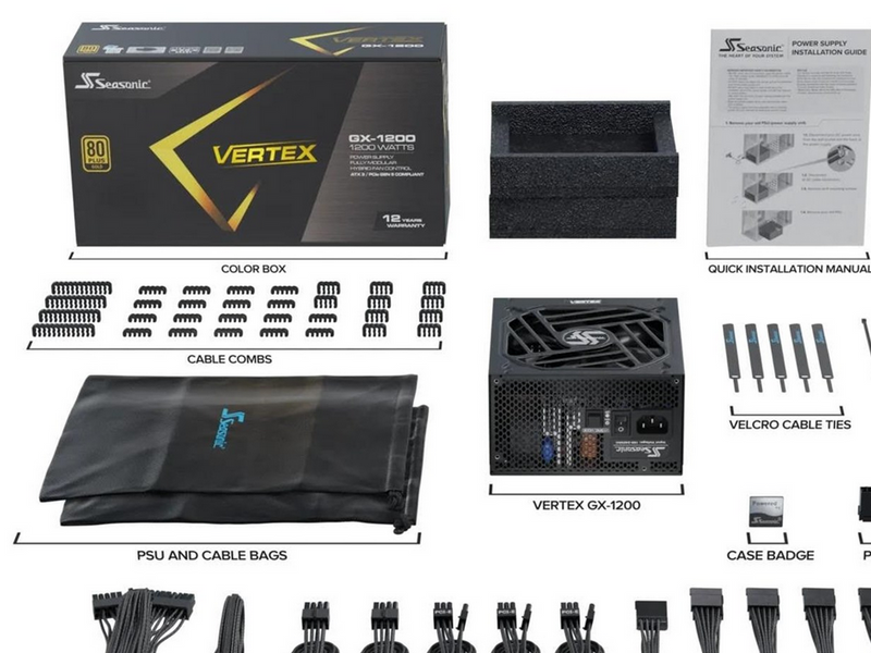 Seasonic Vertex GX 1200 Netzteile - 1200 Watt - 135 mm - ATX 3.1 - 80 Plus Gold zertifiziert