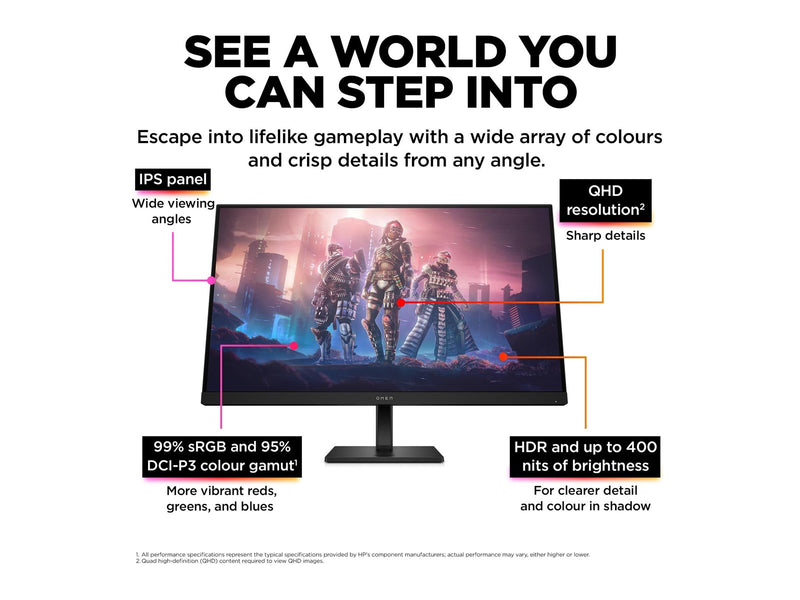31.5" HP OMEN 32q - 2560x1440 (QHD) - 165Hz - IPS