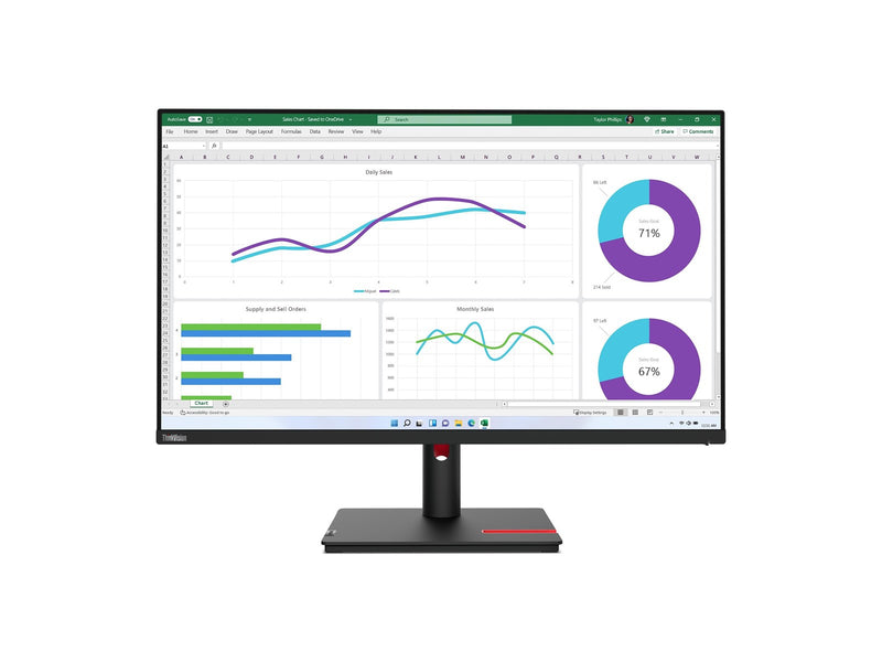 31.5" Lenovo ThinkVision T32h-30 - 2560x1440 (QHD) - 60Hz - IPS - 90W USB-C