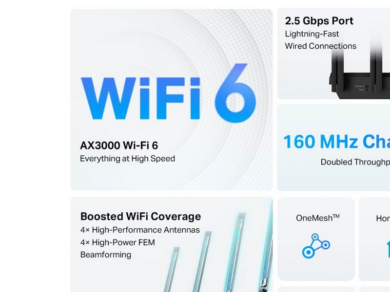 TP-Link Archer AX55 Pro AX3000 Multi-Gigabit Wi-Fi 6 Router with 2.5G Port - Wireless router Wi-Fi 6