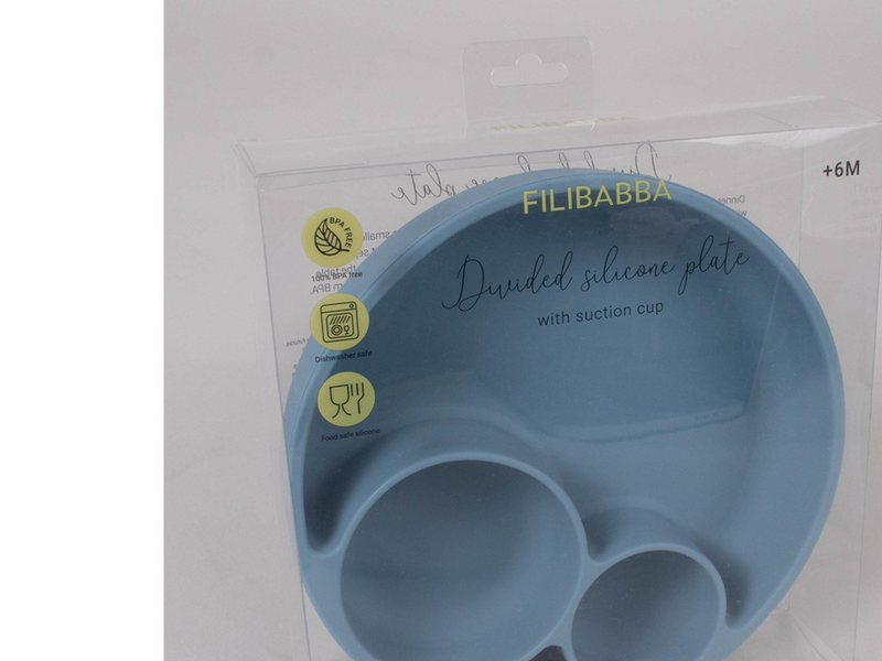 Filibabba Silicone divided plate - Powder Blue