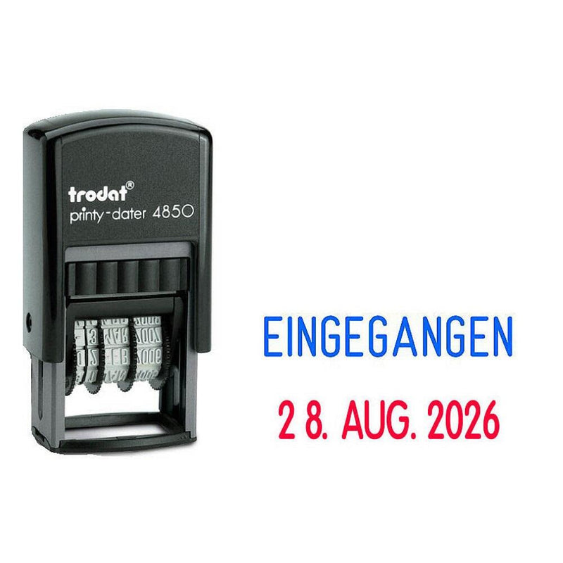 trodat Datumstempel 4850/L mit Text 'Eingegangen' selbstfärbend - blau rot