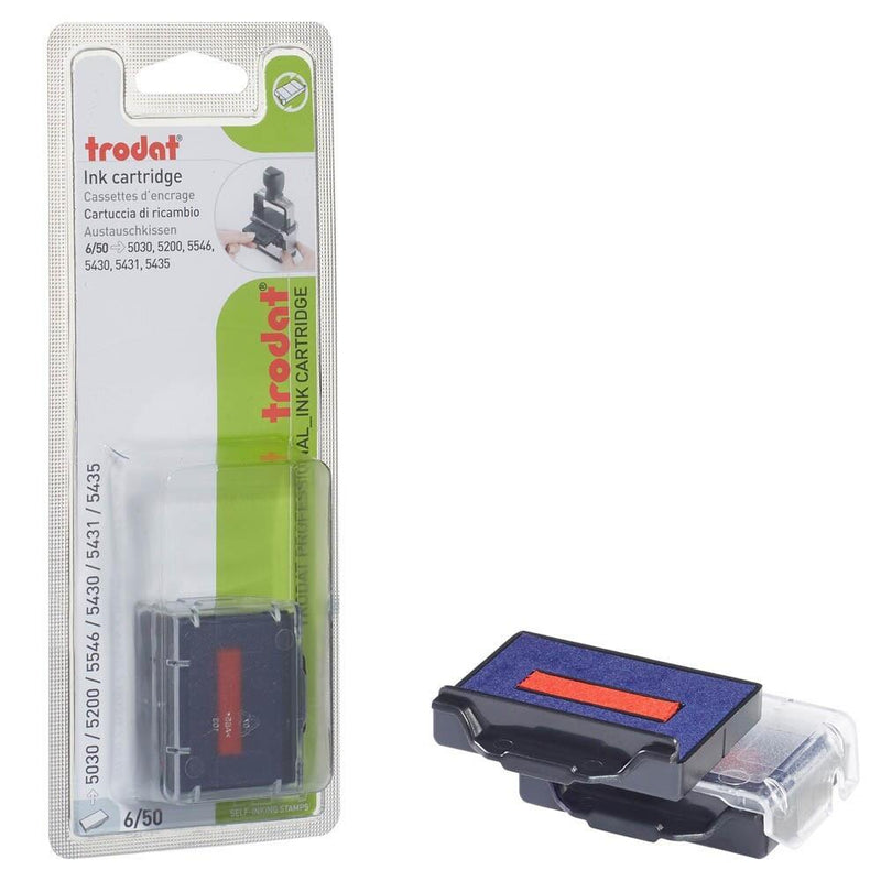trodat Ersatzstempelkissen 6/50/2 4,1 x 2,4 cm blau/rot - 2 Stück