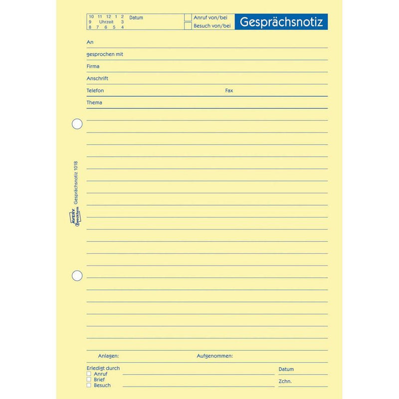 AVERY Zweckform Gesprächsnotiz Formularbuch 1018 - 1 x 50