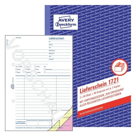 Avery Zweckform Lieferschein mit Empfangsschein A5 - 3x40 Blatt