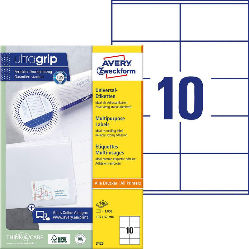 AVERY Zweckform Etiketten 3425 weiß 105,0 x 57,0 mm - 1.000 Stück