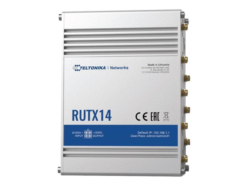 Teltonika RUTX14 4G LTE CAT12 Industrial Cellular Router - Wireless router 802.11a/b/g/n/Wi-Fi 5 Wave 2