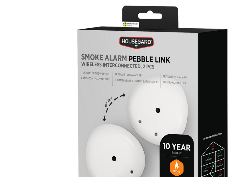Housegard Pebble Link wireless series-connected smoke alarm incl. 10-year battery 2-pack