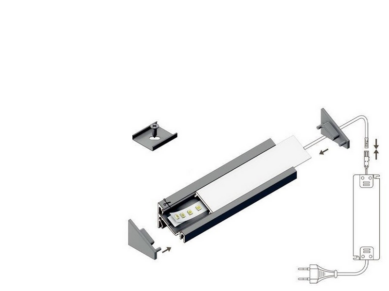 Light Solutions Aluminiumsprofil - Model C til Philips Hue og WiZ - Sort