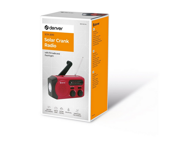 DENVER SCR-2010 - Emergency Radio - Solar - Dynamo - 2000mAh Powerbank - AM/FM