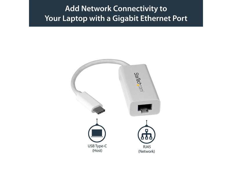 StarTech.com US1GC30W USB-C to Gigabit Ethernet Adapter White Thunderbolt 3 Compatible