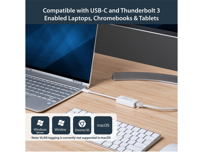 StarTech.com US1GC30W USB-C to Gigabit Ethernet Adapter White Thunderbolt 3 Compatible