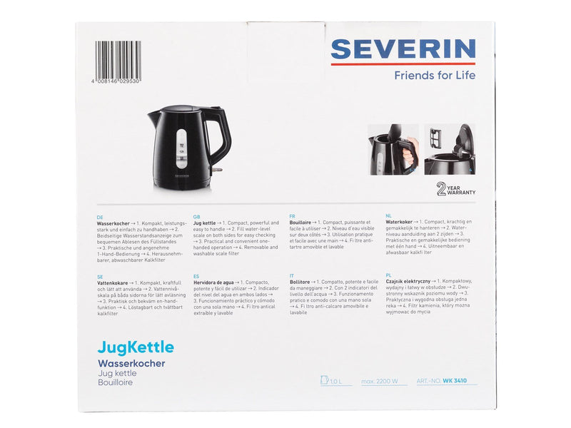 SEVERIN Wasserkocher WK 3410 - kettle - black - Schwarz - 2200 W