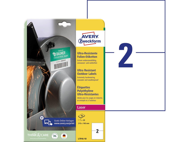 Avery Ultra Resistant Stretchable Labels White (-40oC to +150oC)