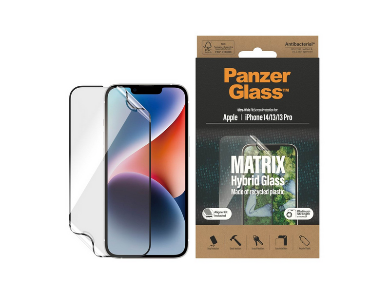 PanzerGlass MATRIX Screen Protector Apple iPhone 14 | 13 Pro | 13 | Ultra-Wide Fit w. AlignerKit