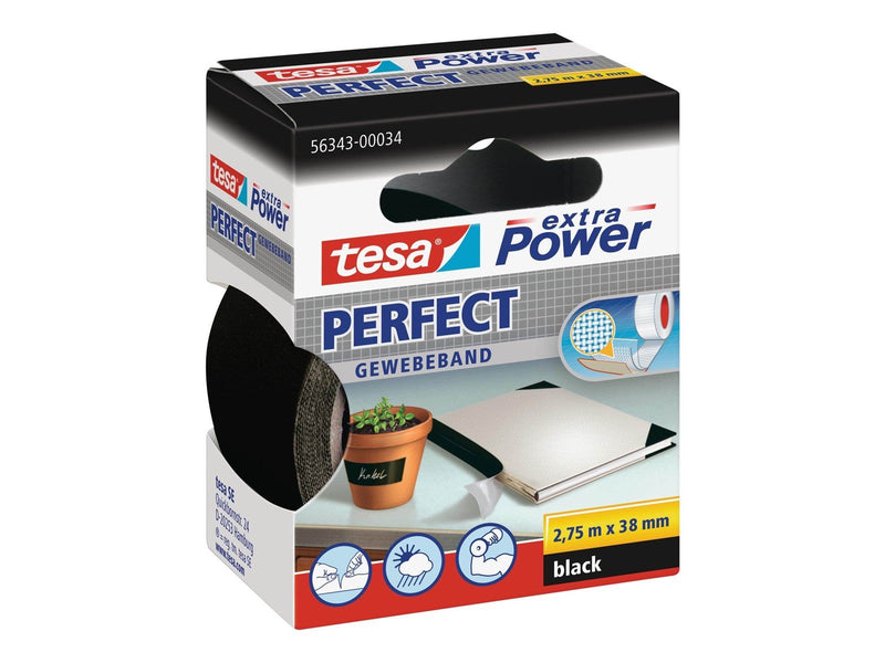 tesa Cloth Tape extra Power Perfect 2.75m x 38mm Black