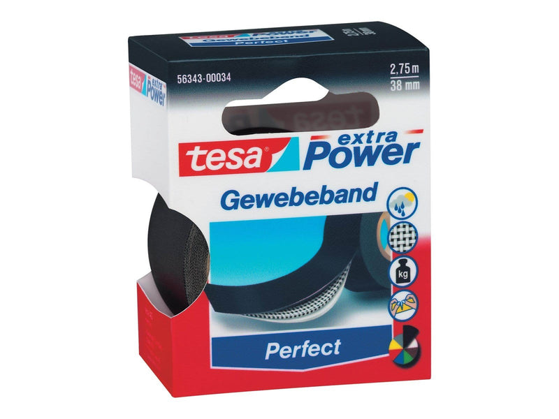 tesa Cloth Tape extra Power Perfect 2.75m x 38mm Black