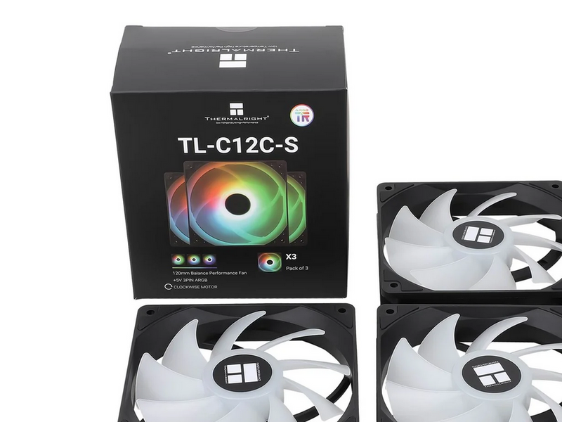 Thermalright TL-C12C-S ARGB - Black (3-pack) - Gehäuselüfter - 120mm - Schwarz mit RGB LED - 26 dBA