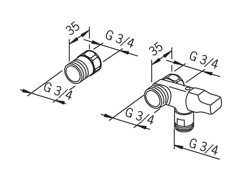 Oras Washing machine valve G3/4"