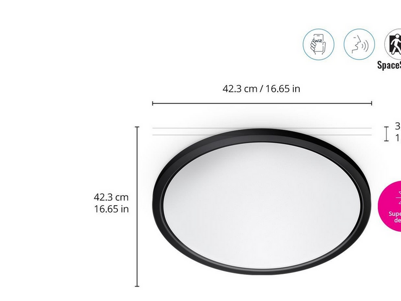 WiZ Super Slim Deckenlampe - RGB - Schwarz