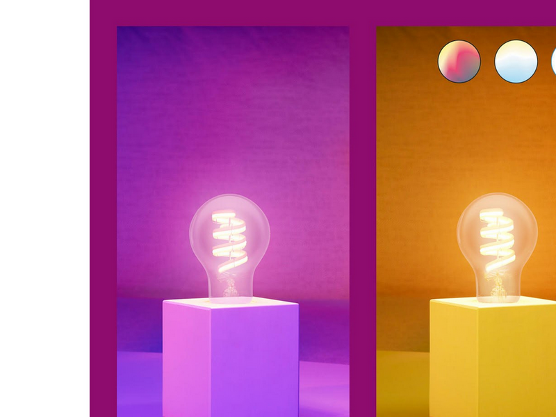 WiZ Color A60 E27 Smart Filament Bulb - RGB/16 Million colors + Dimmable White LED