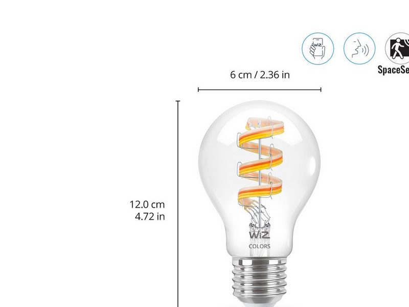 WiZ Color A60 E27 Smart Filament Bulb - RGB/16 Million colors + Dimmable White LED