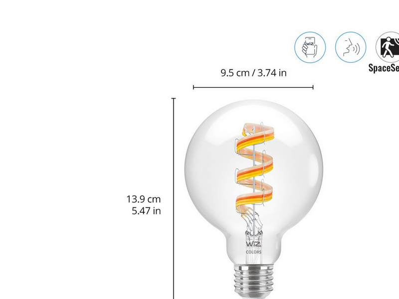 WiZ Color G95 E27 Smart Filament Globe Bulb - RGB/16 Million colors + Dimmable White LED