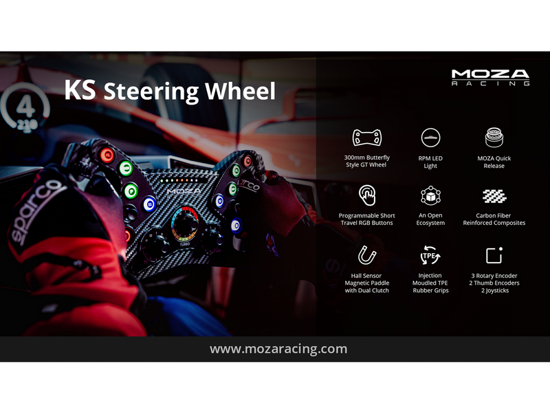 Moza Racing KS Formula Steering Wheel - 300mm butterfly style - Wireless Lenkrad - PC