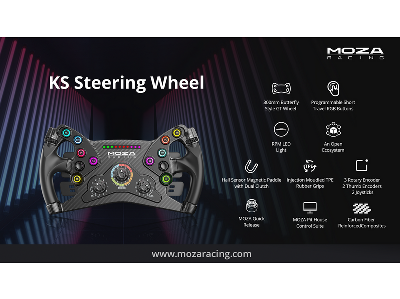 Moza Racing KS Formula Steering Wheel - 300mm butterfly style - Wireless Lenkrad - PC