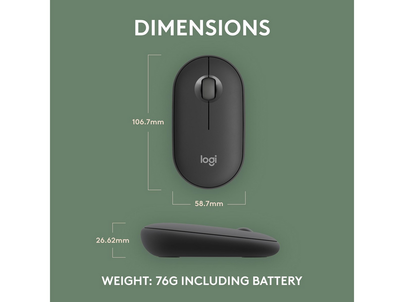 Logitech Pebble Mouse 2 M350s Wireless - Tonal Graphite - Maus (Schwarz)