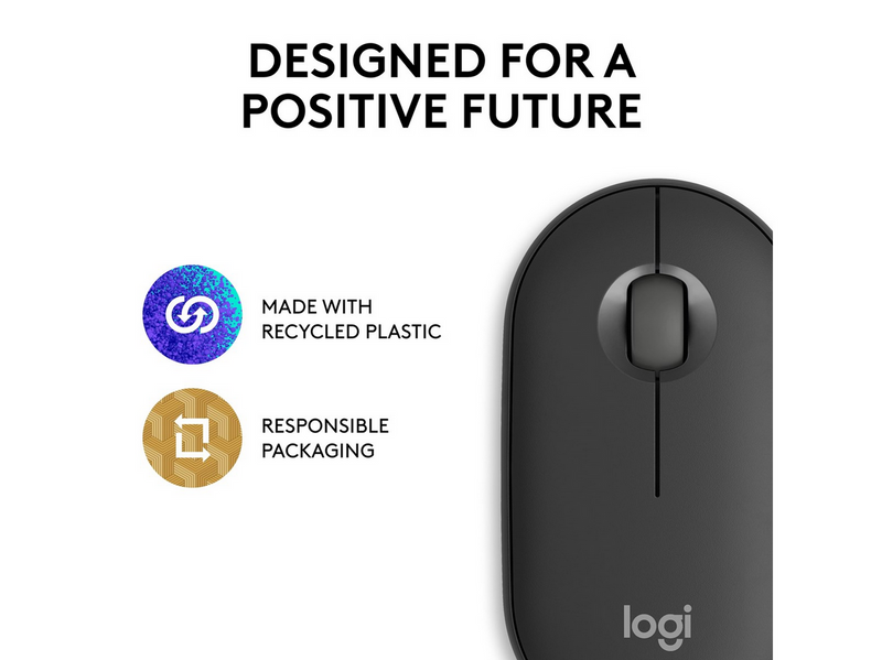 Logitech Pebble Mouse 2 M350s Wireless - Tonal Graphite - Maus (Schwarz)