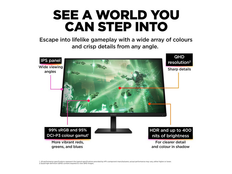 27" HP OMEN 27q - 2560x1440 (QHD) - 165Hz - IPS